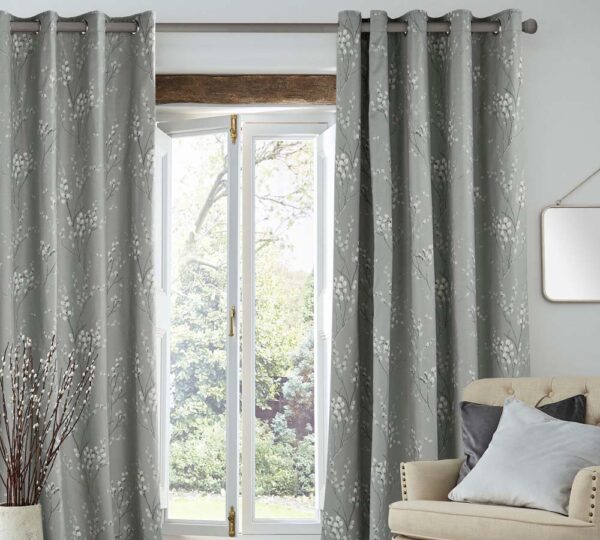 Pussy Willow Steel Lined Eyelet Curtains